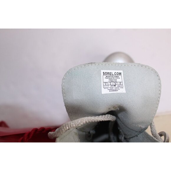 Sorel Disney Frozen Youth Ankle Boots Girls 3 Silver Leather Lace Up Wedge Heel - Picture 7 of 12